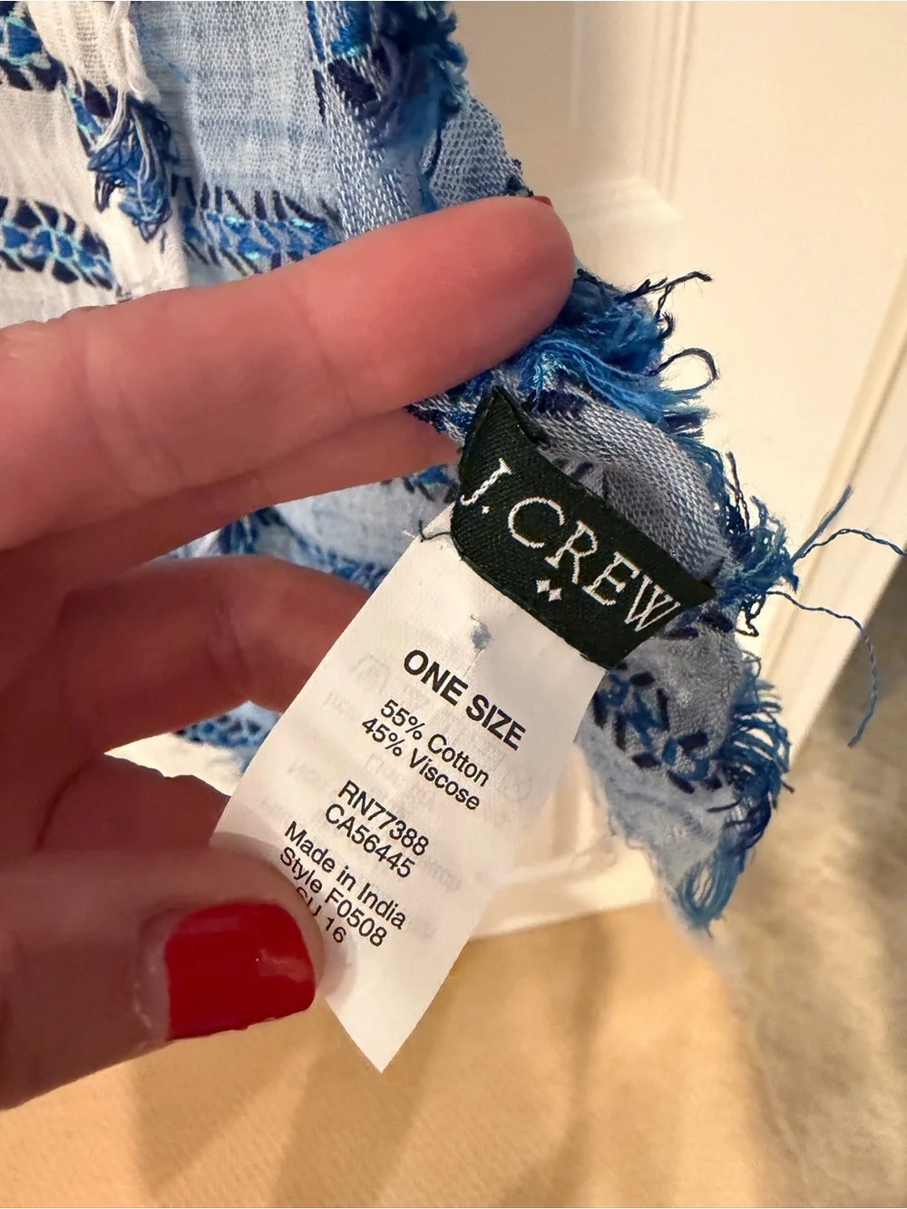 J. Crew Striped Blue and White Lightweight Scarf
